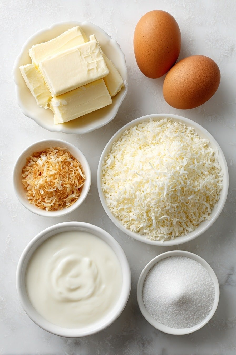 Toasted Coconut Panna Cotta Recipe - Ingredients Image — Toasted Coconut Panna Cotta, coconut panna cotta recipe, tropical dessert ideas, easy panna cotta dessert, coconut dessert with toasted flavor