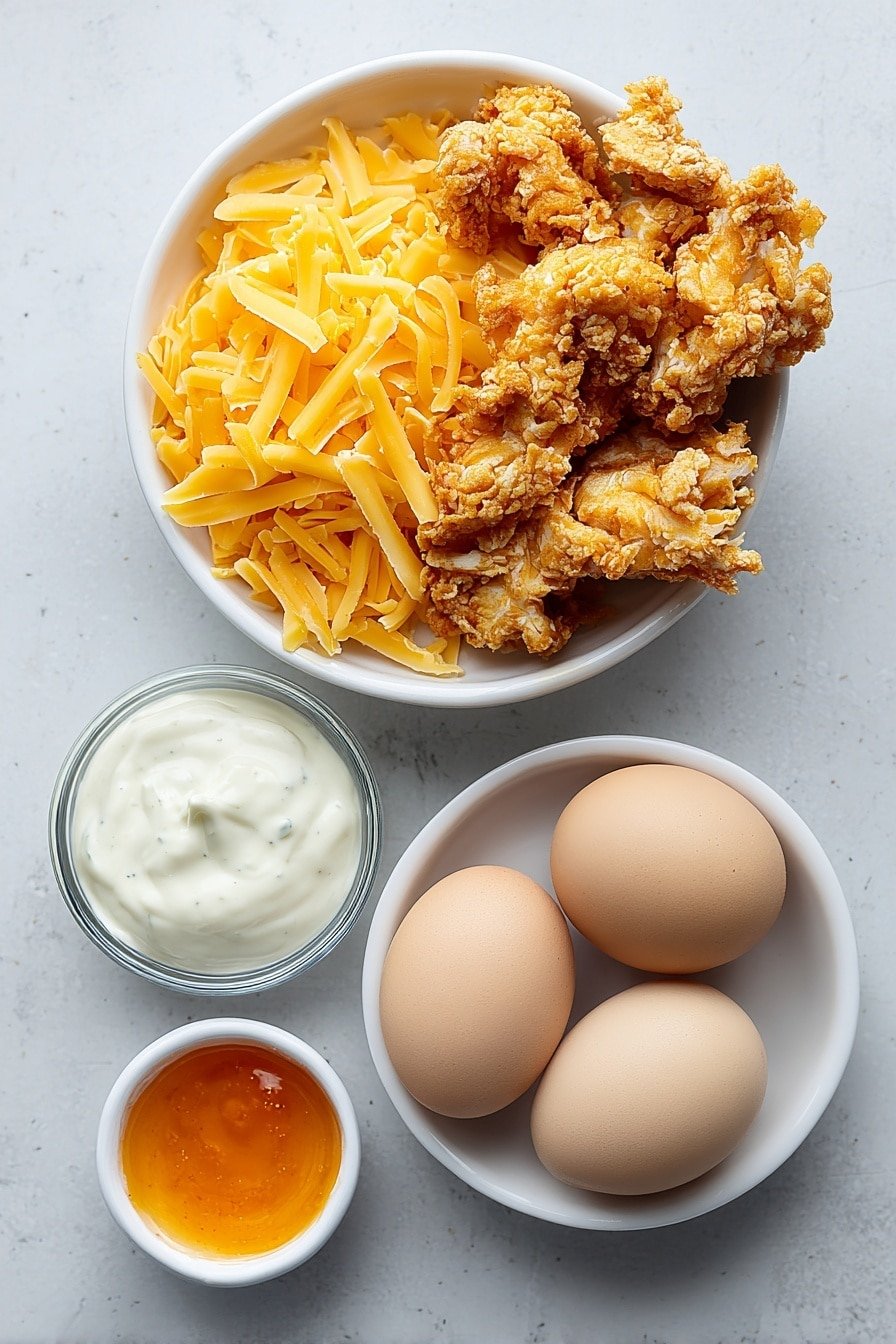 Buffalo Chicken Dip Recipe - Ingredients Image — Buffalo Chicken Dip, spicy buffalo chicken dip, creamy chicken appetizer, game day dip, easy party dip