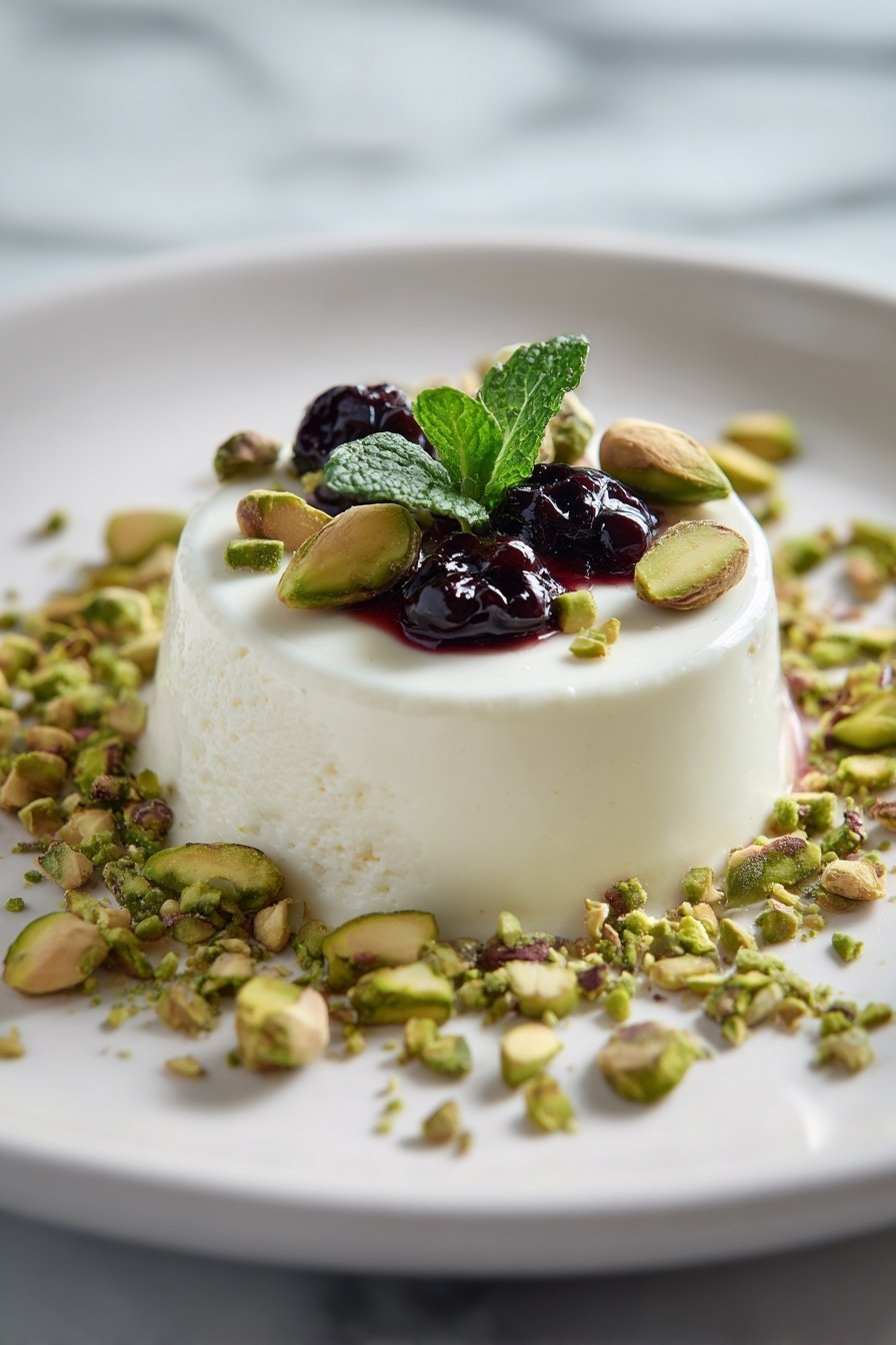 Pistachio Panna Cotta Recipe - Article Image 2 — Pistachio Panna Cotta, Italian dessert recipes, creamy pistachio dessert, easy panna cotta ideas, nutty dessert treats