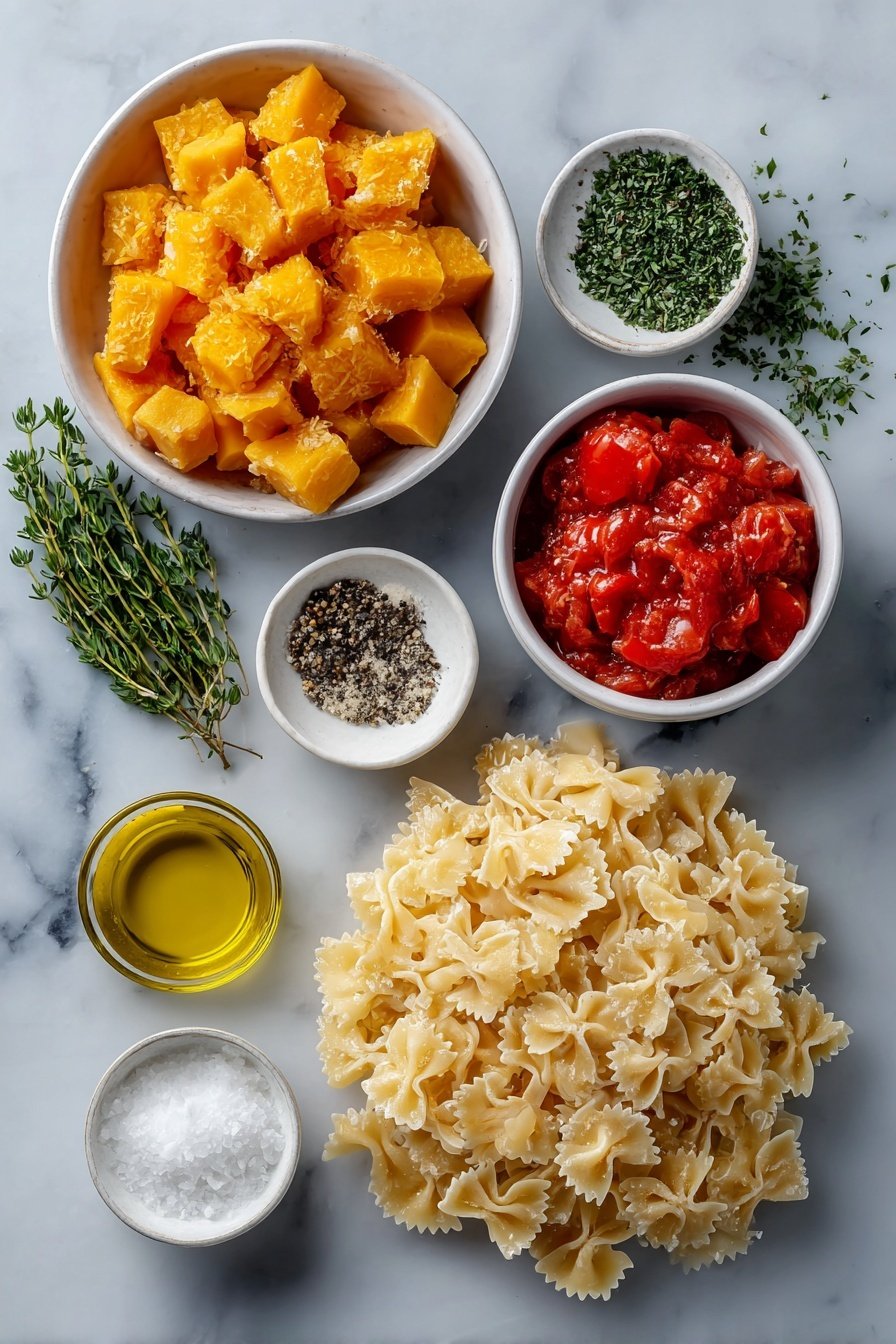 Butternut Squash Pasta Sauce Recipe - Ingredients Image — Butternut Squash Pasta Sauce, autumn pasta sauces, creamy vegetable pasta, healthy pasta recipes, easy vegan pasta sauce