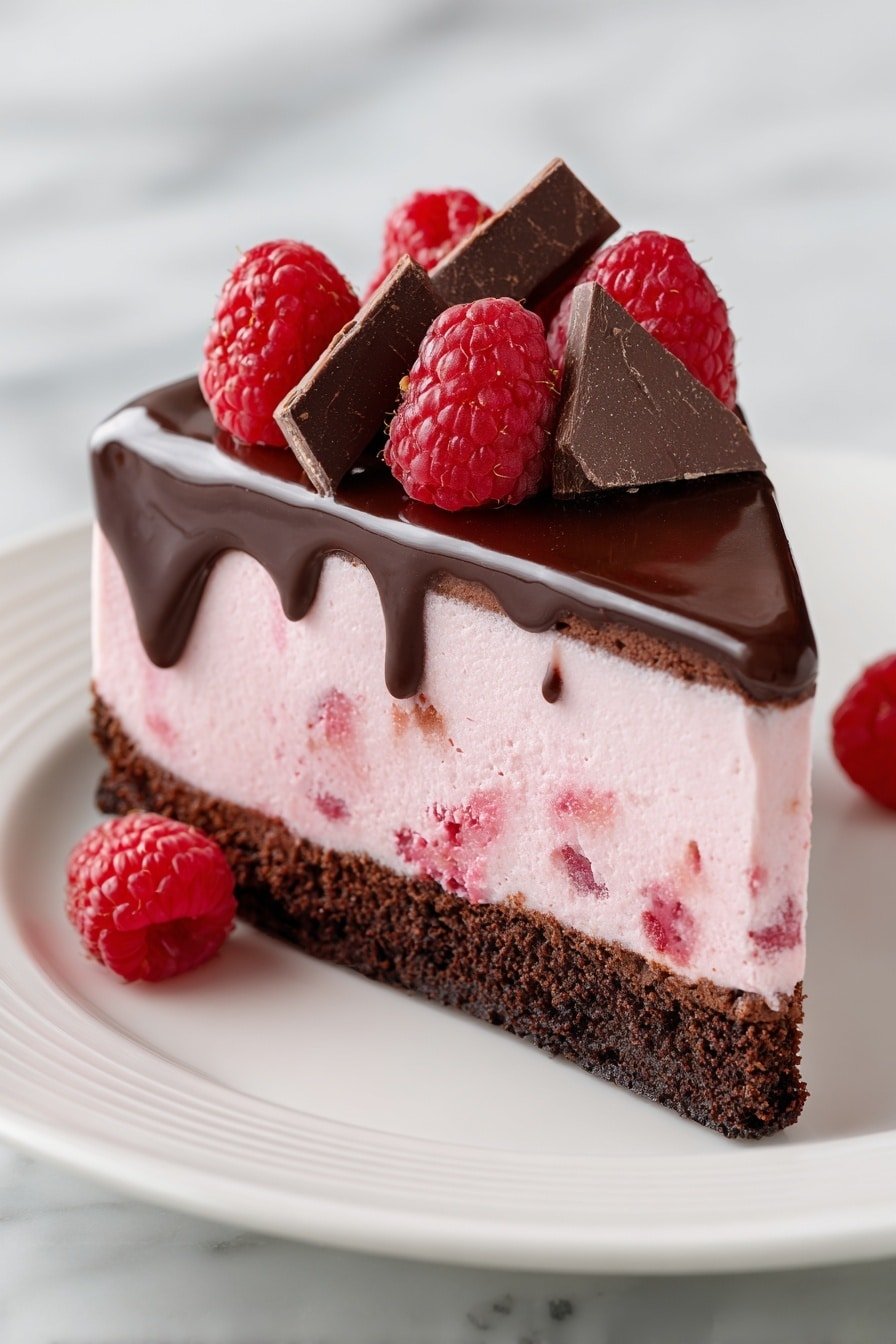 Dark Chocolate Raspberry Cheesecake Recipe - Article Image 1 — Dark Chocolate Raspberry Cheesecake, chocolate raspberry dessert, decadent cheesecake recipe, easy chocolate cheesecake, fruit-topped cheesecake