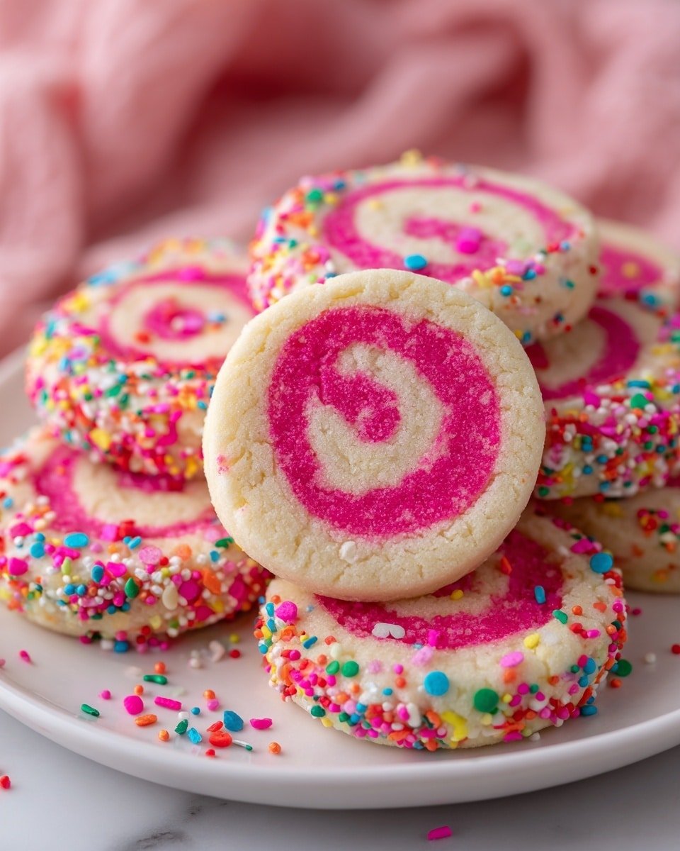 Spring Pinwheel Cookies Recipe - Recipe Image — Spring Pinwheel Cookies, colorful swirl cookies, festive cookie ideas, easy spring baking, vanilla almond cookies