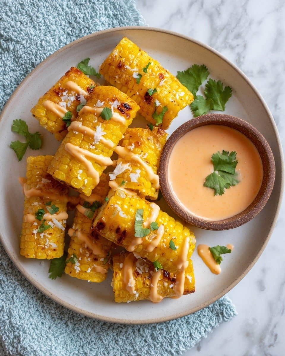 Air Fryer Corn Ribs with Buttery Seasoning and Spicy Mayo Recipe - Recipe Image — Air Fryer Corn Ribs, Corn Ribs with Buttery Seasoning and Spicy Mayo, Crispy Corn Ribs, Easy Air Fryer Snacks, Flavorful Corn Side Dishes