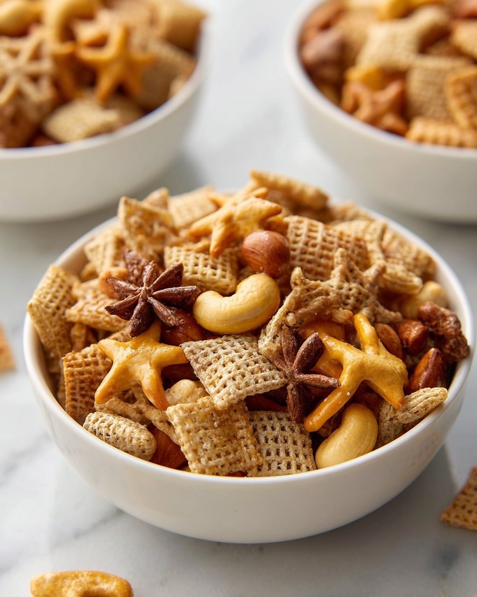 Toffee Chex Mix Recipe - Recipe Image — Toffee Chex Mix, homemade toffee snack, easy Chex Mix recipe, caramel cereal treat, holiday Chex Mix