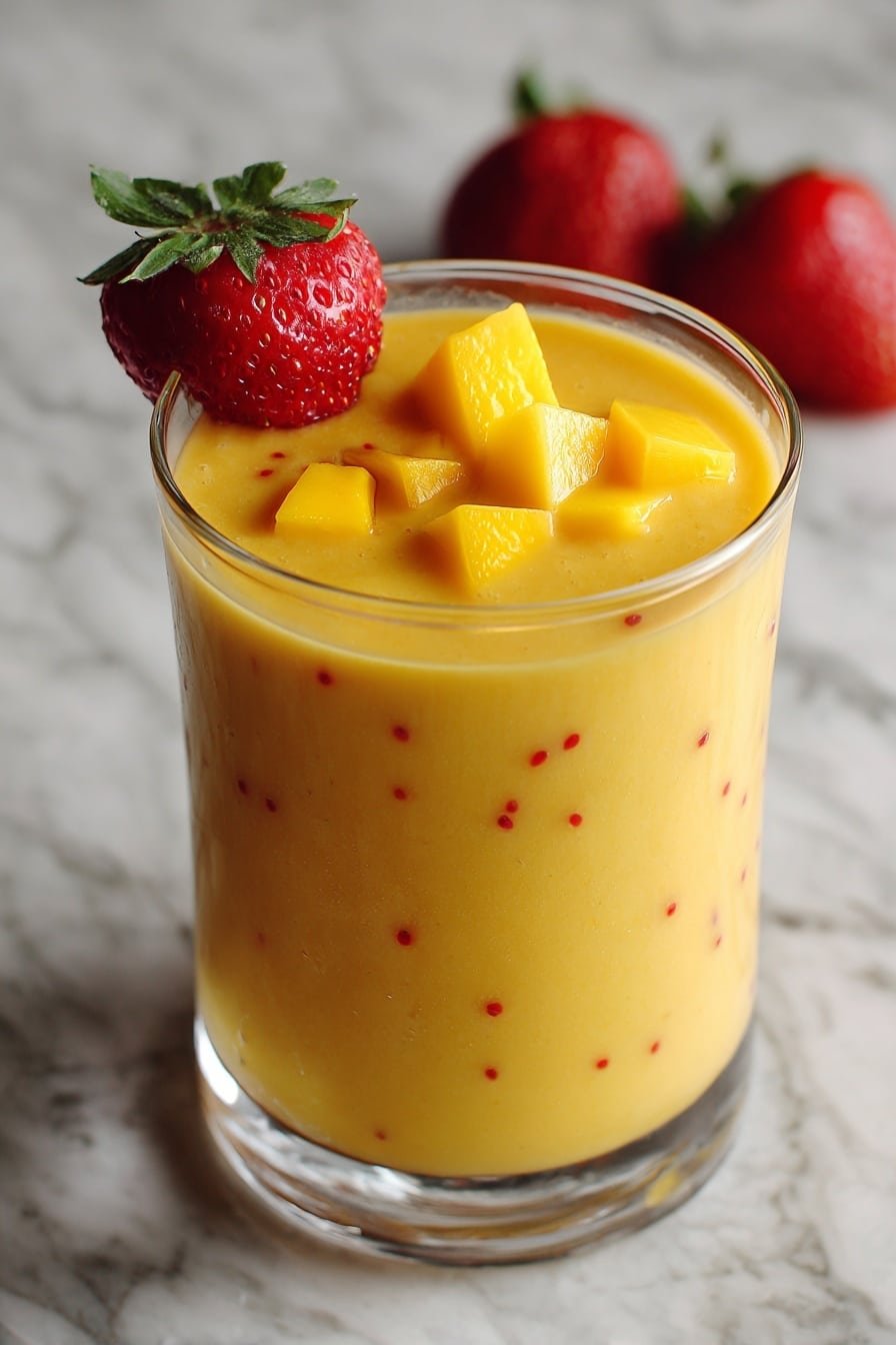 Strawberry Mango Smoothie Recipe - Article Image 2 — Strawberry Mango Smoothie, healthy fruit smoothie, tropical fruit beverages, easy smoothie recipe, refreshing breakfast drinks