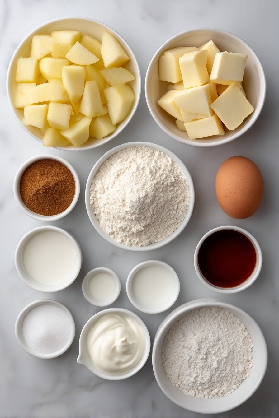 Amish Apple Fritter Bread Recipe - Ingredients Image — Amish Apple Fritter Bread, Apple Fritter Bread recipe, Easy Amish Apple Bread, Spiced Apple Bread, Comforting Apple Bread