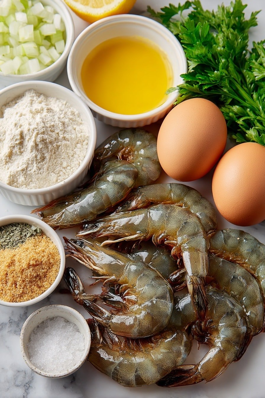 Crispy Ebi Fry with Homemade Tartar Sauce Recipe - Ingredients Image — Crispy Ebi Fry with Homemade Tartar Sauce, Japanese Shrimp Fry Recipe, Easy Seafood Appetizer, Crunchy Prawn Dish, Homemade Tartar Sauce Recipe