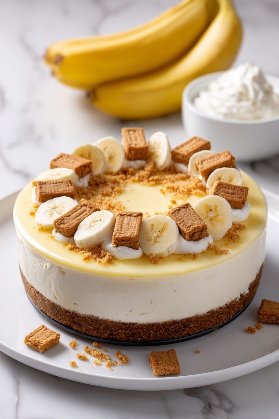 Banana Pudding Cheesecake Recipe - Article Image 2 — Banana Pudding Cheesecake, banana pudding dessert, homemade cheesecake with banana flavor, easy banana pudding cheesecake, creamy banana dessert