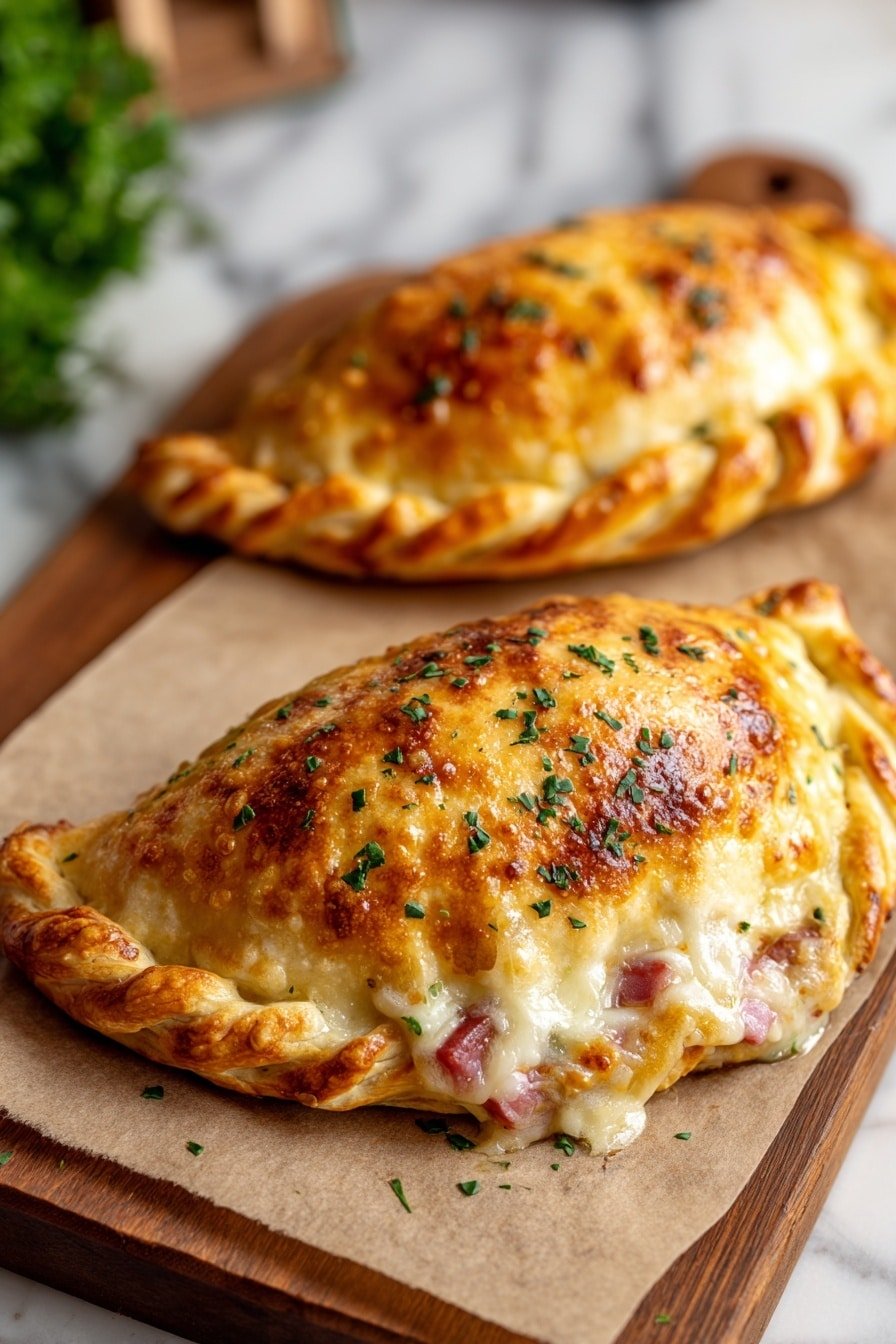 Cheese and Ham Calzones Recipe - Article Image 1 — Cheese and Ham Calzones, Cheese and Ham Calzones Recipe, Homemade Calzones, Italian Calzones, Easy Calzones Recipe