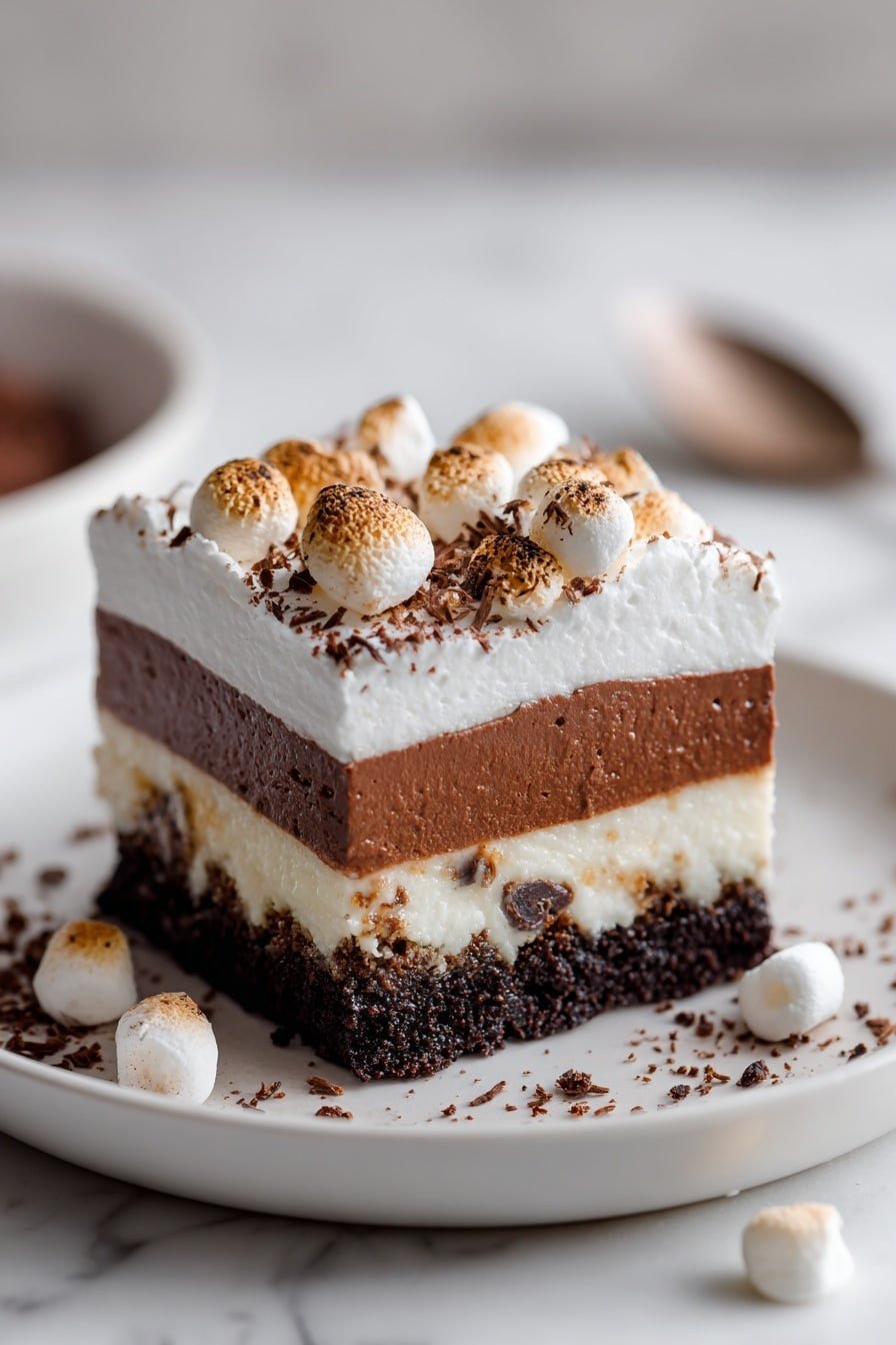Hot Chocolate Lasagna Recipe - Article Image 1 — Hot Chocolate Lasagna, Hot Chocolate Dessert, Layered Chocolate Treat, No-Bake Chocolate Dessert, Cozy Winter Dessert