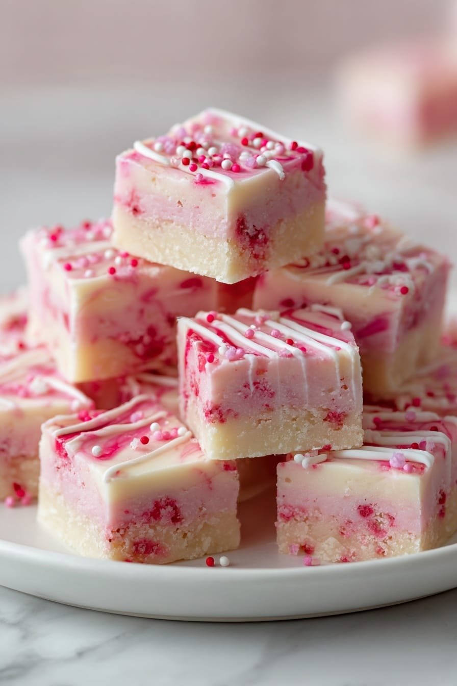 Valentine’s Sugar Cookie Fudge Recipe - Article Image 1 — Valentine’s Sugar Cookie Fudge, easy Valentine’s Day fudge, homemade holiday fudge, festive sugar cookie treats, quick Valentine’s dessert