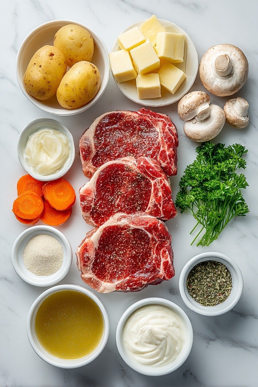 Slow Cooker Ranch Pork Chops Recipe - Ingredients Image — Slow Cooker Ranch Pork Chops, easy slow cooker pork chop recipe, creamy pork chop dinner, weeknight slow cooker meals, comforting pork chop ideas