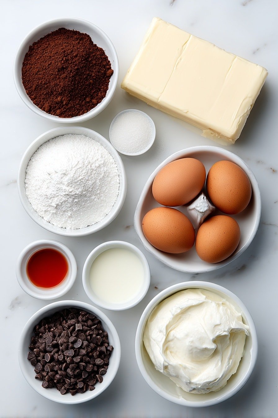 Red Velvet Oreo Cheesecake Recipe - Ingredients Image — Red Velvet Oreo Cheesecake, Red Velvet Oreo Cheesecake recipe, Oreo cheesecake with red velvet flavor, indulgent red velvet dessert, homemade Oreo cheesecake with velvet twist