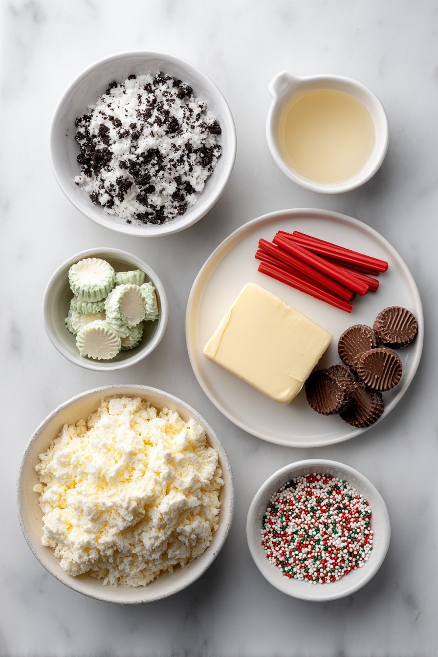 Christmas Oreo Truffles Recipe - Ingredients Image — Christmas Oreo Truffles, Christmas Oreo Treats, Festive Oreo Balls, Holiday Oreo Dessert, Easy Christmas Truffles