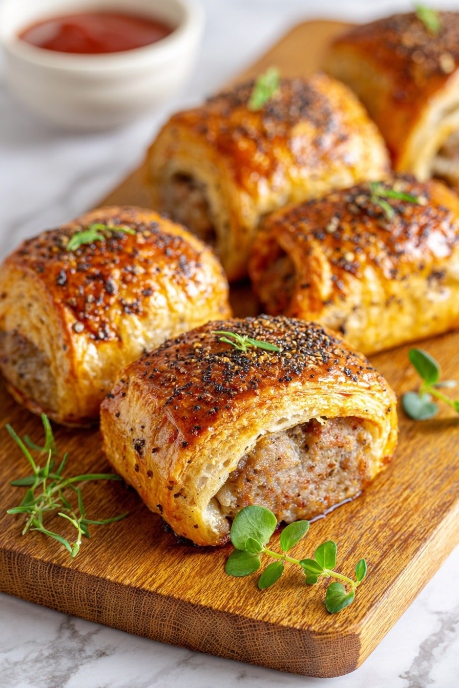 French Onion Sausage Rolls Recipe - Article Image 2 — French Onion Sausage Rolls, French Onion Sausage Rolls Recipe, savory sausage and onion pastry, easy French onion sausage appetizer, comfort food sausage rolls