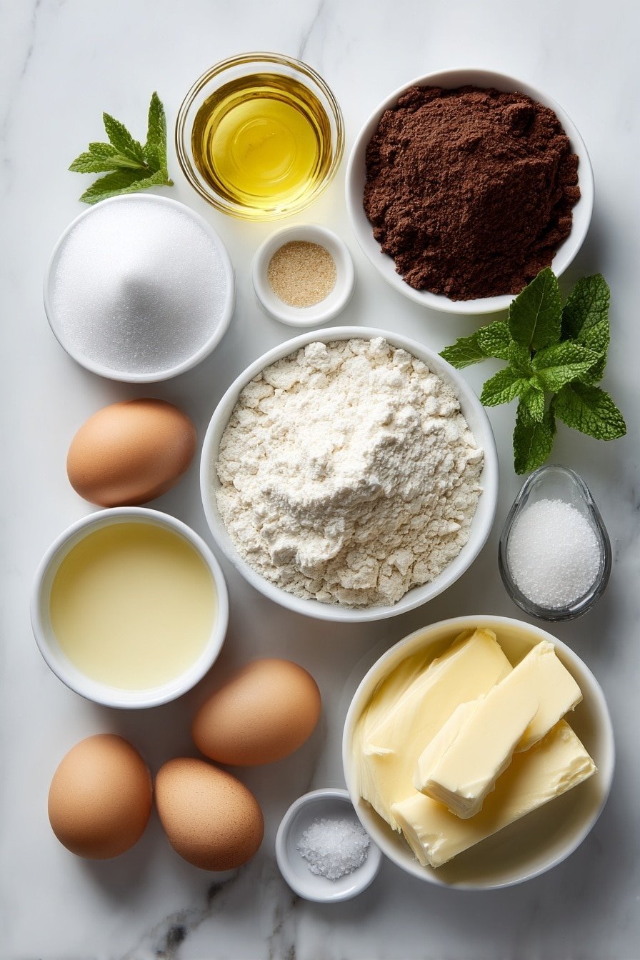 Peppermint Chocolate Cupcakes Recipe - Ingredients Image — Peppermint Chocolate Cupcakes, festive cupcake recipe, holiday chocolate cupcakes, mint chocolate dessert, easy peppermint cupcakes