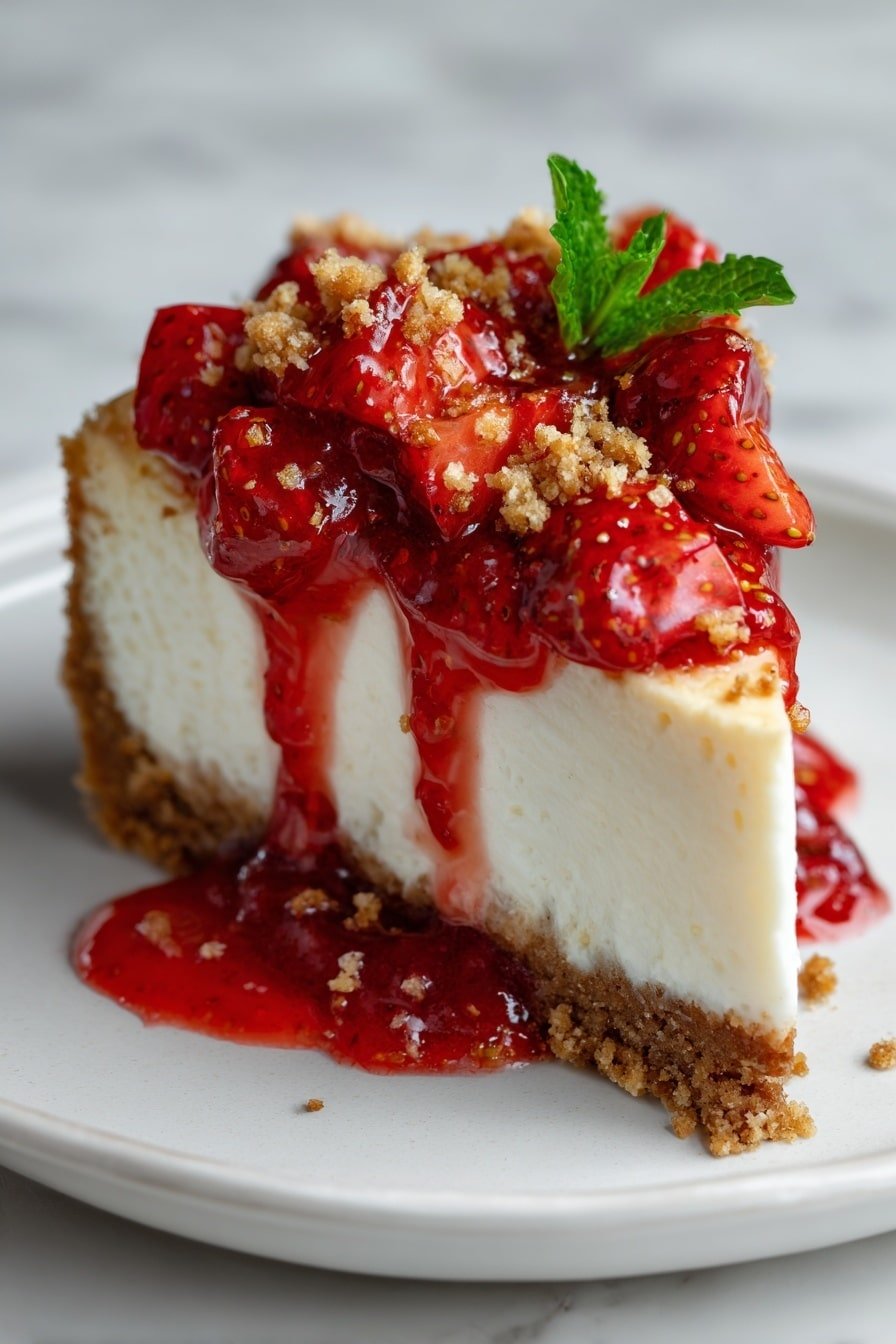 Strawberry Crunch Cheesecake Recipe - Article Image 2 — Strawberry Crunch Cheesecake, strawberry crunch cheesecake, easy strawberry cheesecake, layered strawberry dessert, homemade strawberry cheesecake