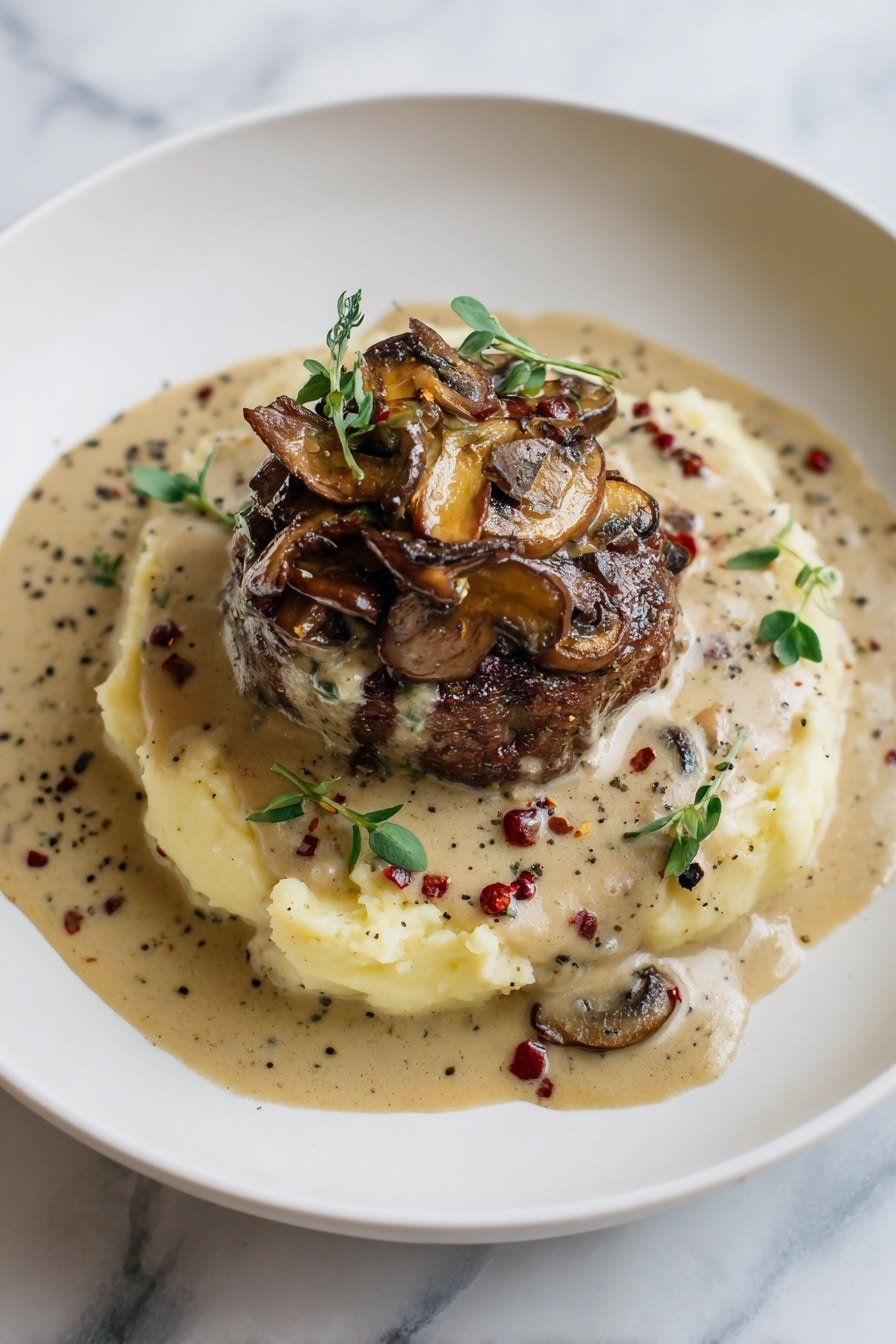 Creamy Mushroom Chicken Skillet Recipe - Article Image 1 — Creamy Mushroom Chicken Skillet, mushroom chicken dinner, easy chicken skillet recipe, comforting chicken dishes, quick mushroom chicken