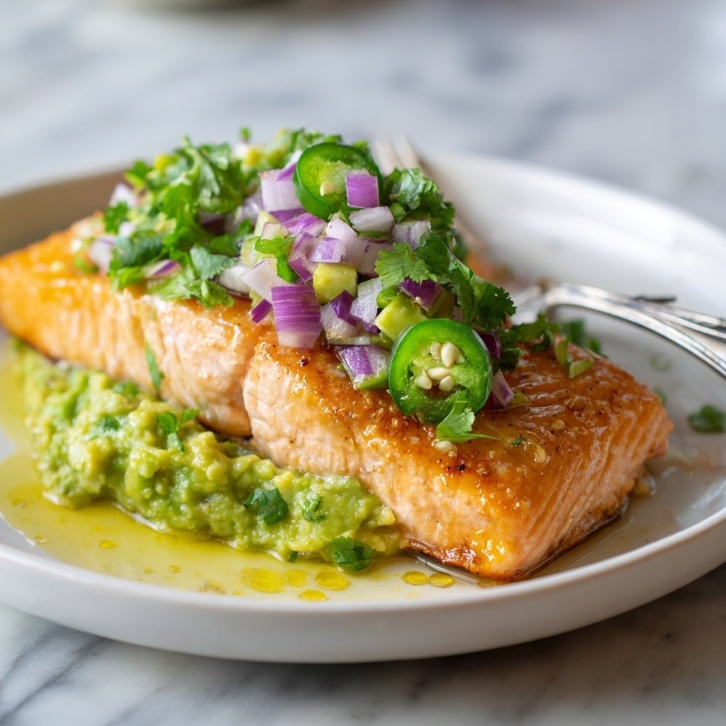 Baked Salmon with Creamy Avocado Mash Recipe - Article Image 2 — Baked Salmon with Creamy Avocado Mash, healthy baked salmon recipes, easy salmon dinner ideas, seafood and avocado recipes, quick salmon and avocado dishes