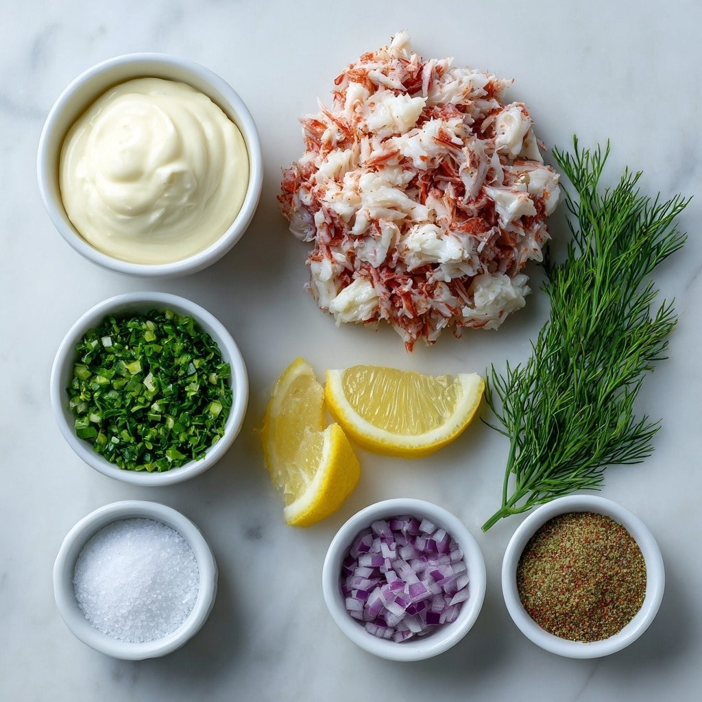 Crab Seafood Salad with Dill and Old Bay Recipe - Ingredients Image — Crab Seafood Salad with Dill and Old Bay, easy seafood salad recipe, healthy crab salad, dill seafood salad, Old Bay crab salad
