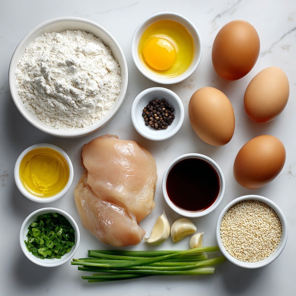 Crispy Sesame Chicken with Sticky Sauce Recipe - Ingredients Image — Crispy Sesame Chicken with Sticky Sauce, crispy sesame chicken, sticky sauce chicken recipe, Asian-inspired chicken, easy sesame chicken recipe