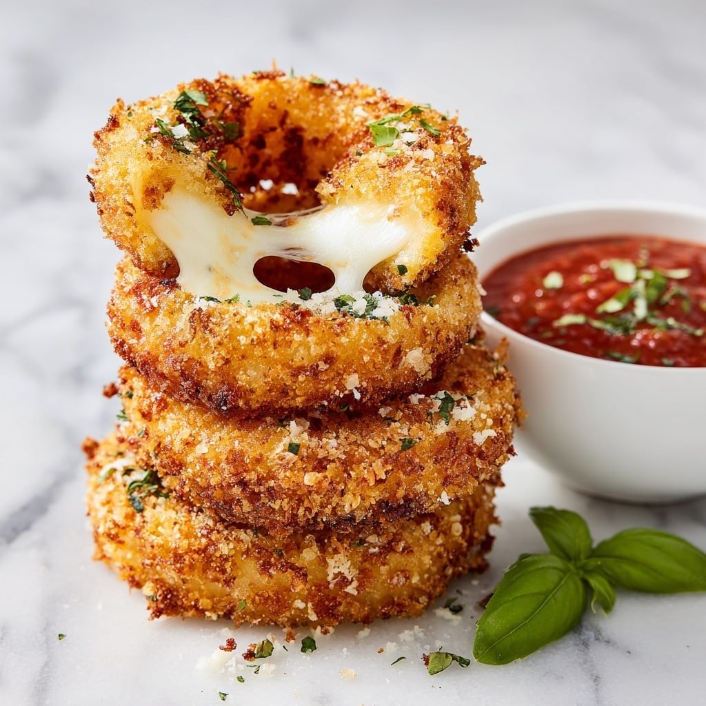 Cheese-Stuffed Onion Rings Recipe - Article Image 2 — Cheese-Stuffed Onion Rings, crispy onion rings with cheese, cheesy onion appetizer, homemade onion ring recipe, easy cheese-filled onion rings