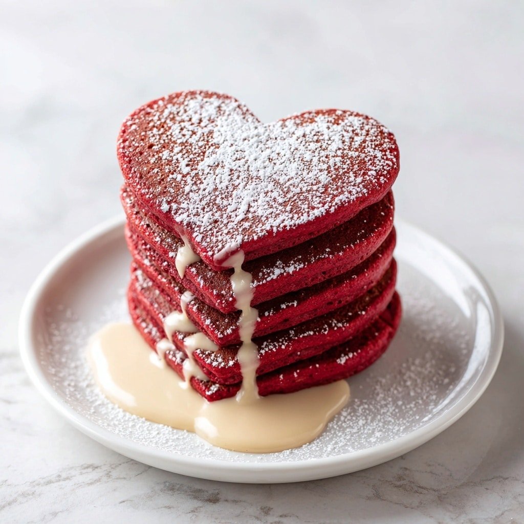 Heart-Shaped Red Velvet Pancakes Recipe - Article Image 2 — Heart-Shaped Red Velvet Pancakes, red velvet pancake recipe, romantic breakfast ideas, easy pancake recipes, festive breakfast treats