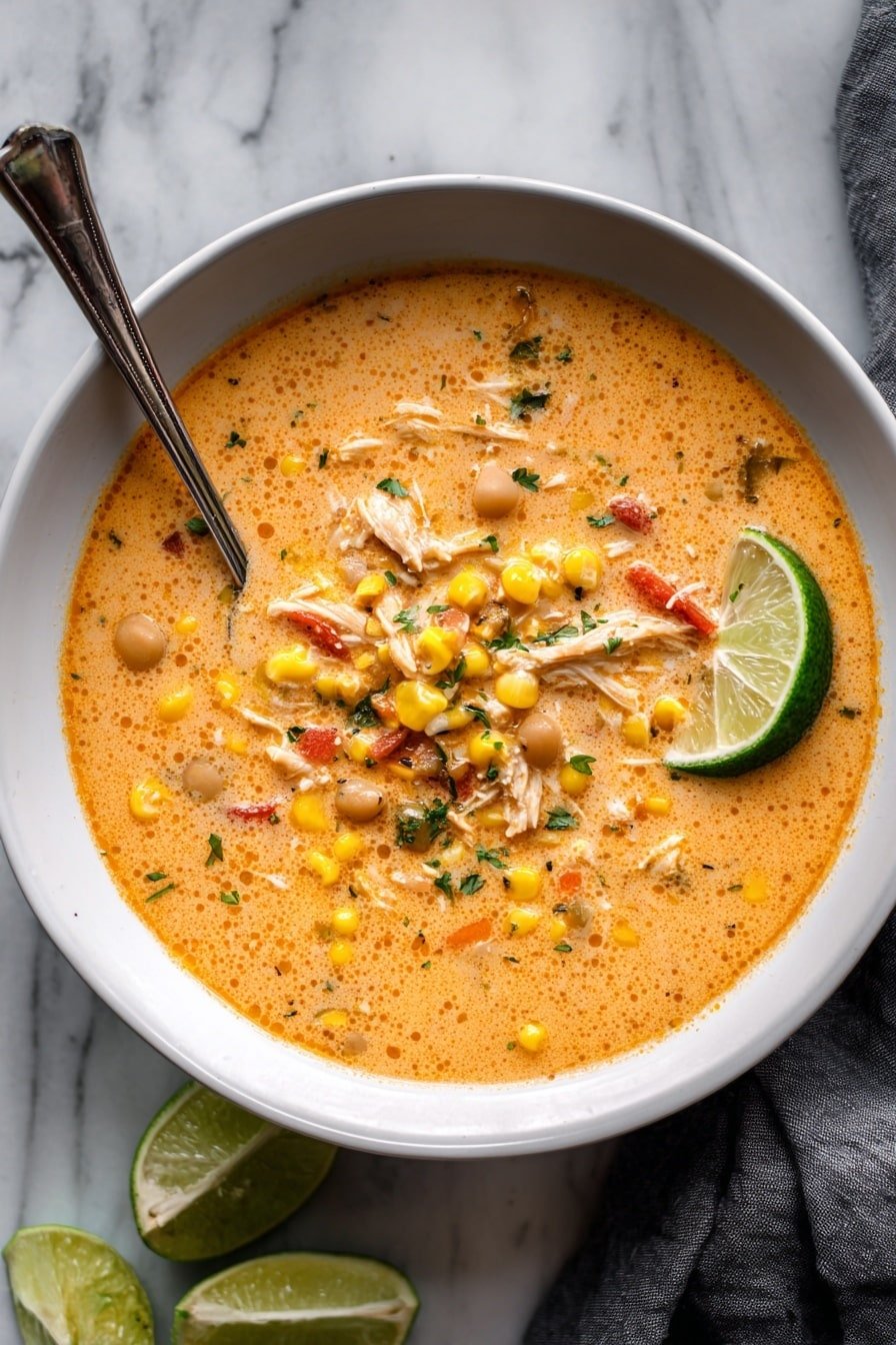 Creamy Chipotle Chicken Soup Recipe - Article Image 1 — Creamy Chipotle Chicken Soup, smoky chicken soup, spicy creamy soup, comforting chicken and corn soup, easy weeknight soup