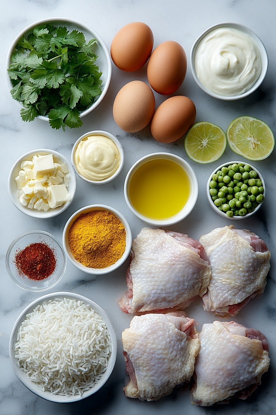 Peruvian Chicken with Green Sauce and Rice Recipe - Ingredients Image — Peruvian Chicken with Green Sauce and Rice, Peruvian chicken recipe, green sauce and rice, Peruvian grilled chicken, flavorful chicken with green sauce