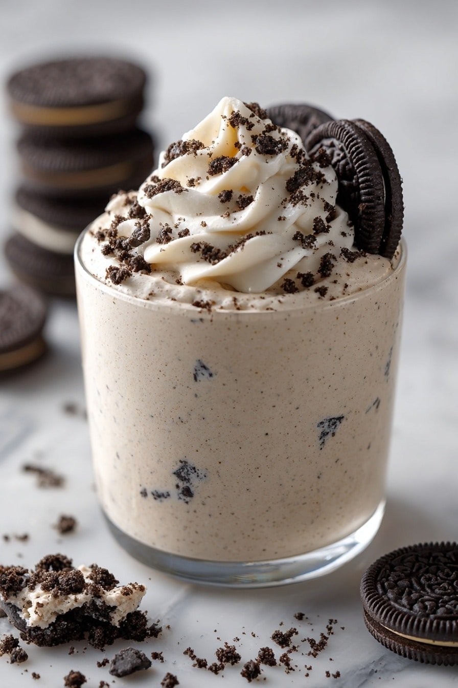 Oreo Protein Fluff Recipe - Article Image 1 — Oreo Protein Fluff, healthy Oreo dessert, protein-packed Oreo treat, quick no-bake dessert, creamy Oreo fluff