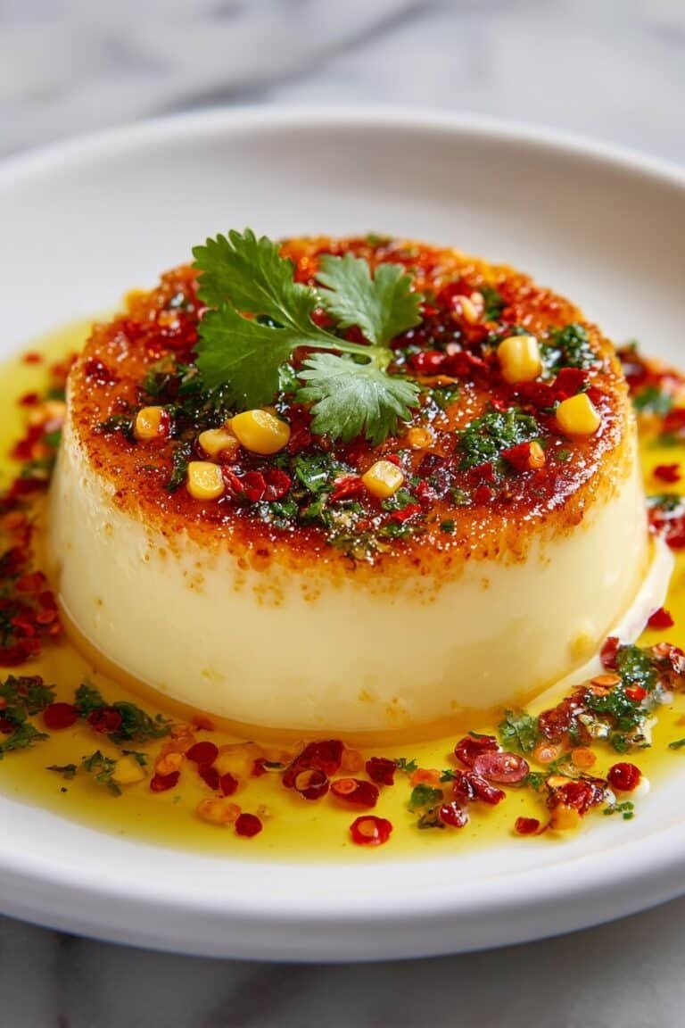 Savory Corn Panna Cotta with Chili Lime Drizzle Recipe
