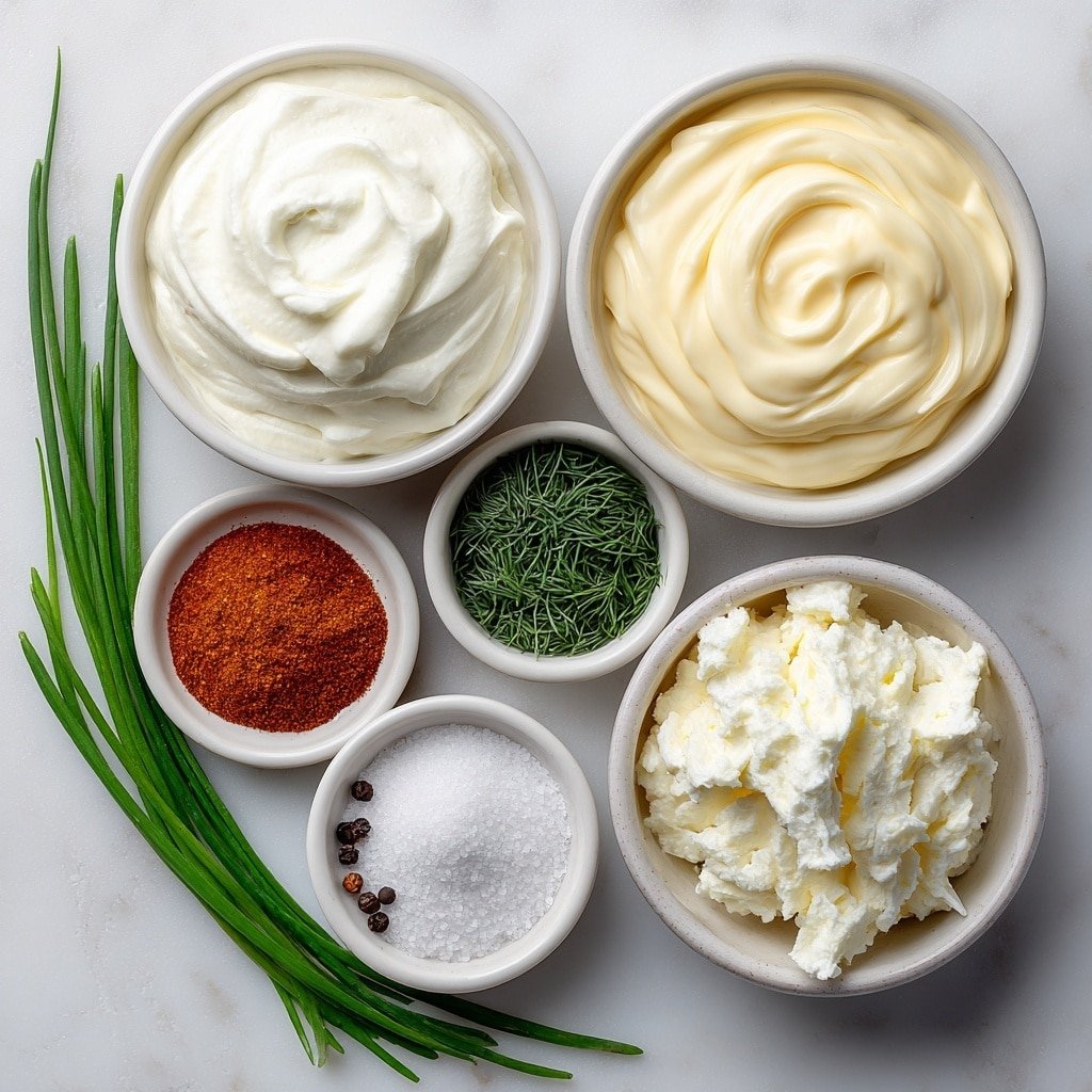 Creamy Ranch Dip Recipe - Ingredients Image — Creamy Ranch Dip, easy ranch dip, homemade ranch dip, herby ranch dip, quick party dip