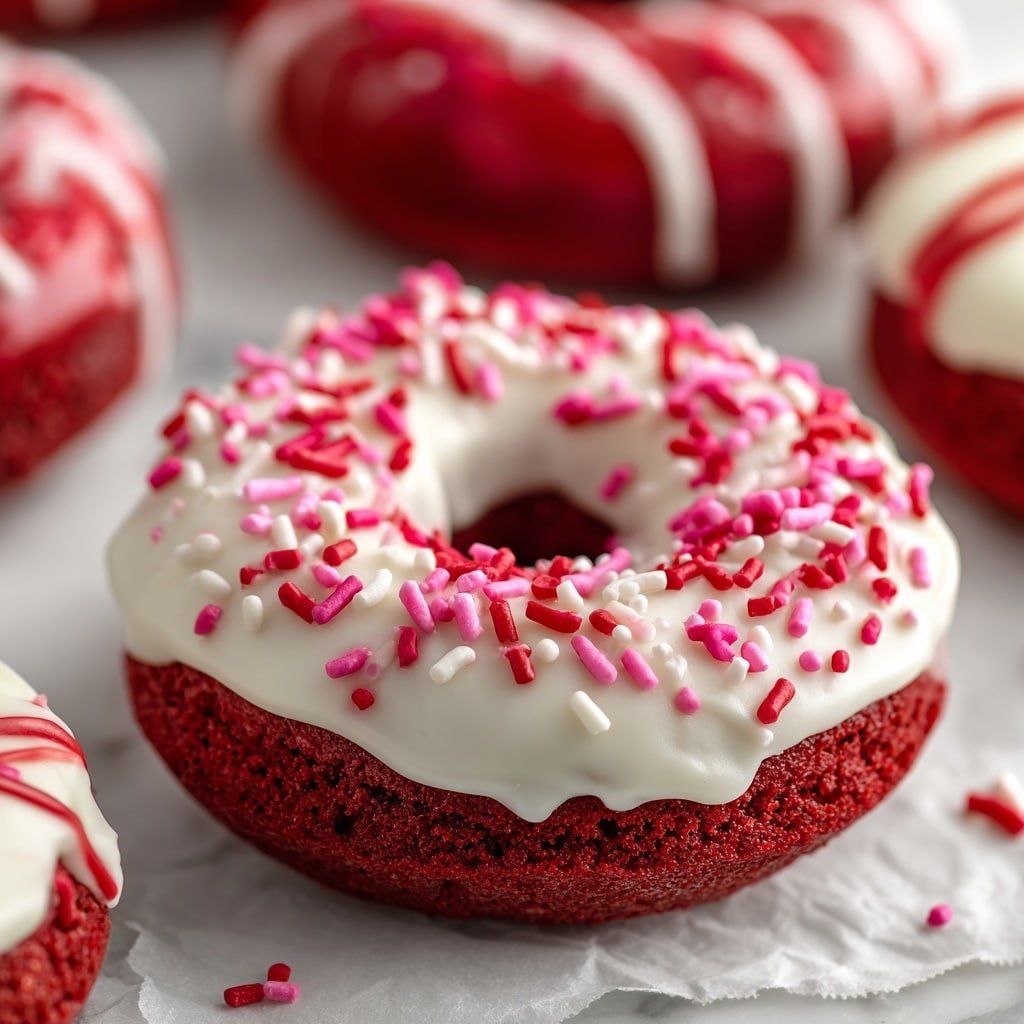 Red Velvet Donuts with Cream Cheese Frosting Recipe - Article Image 1 — Red Velvet Donuts with Cream Cheese Frosting, red velvet donut recipe, easy red velvet donuts, homemade red velvet donuts, cream cheese frosting donuts