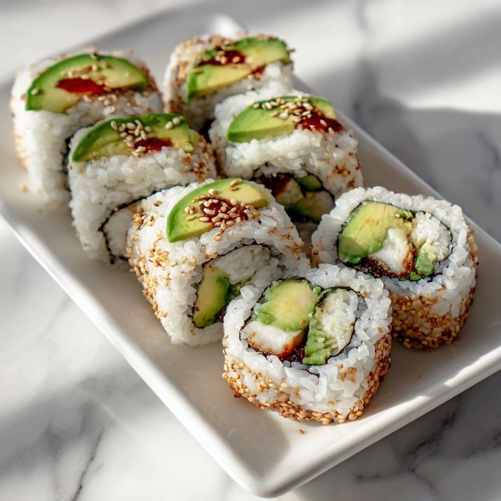 Spicy Sushi Roll with Shrimp and Avocado Recipe - Article Image 1 — Spicy Sushi Roll with Shrimp and Avocado, sushi roll with shrimp and avocado, homemade spicy sushi, shrimp avocado sushi, spicy seafood sushi