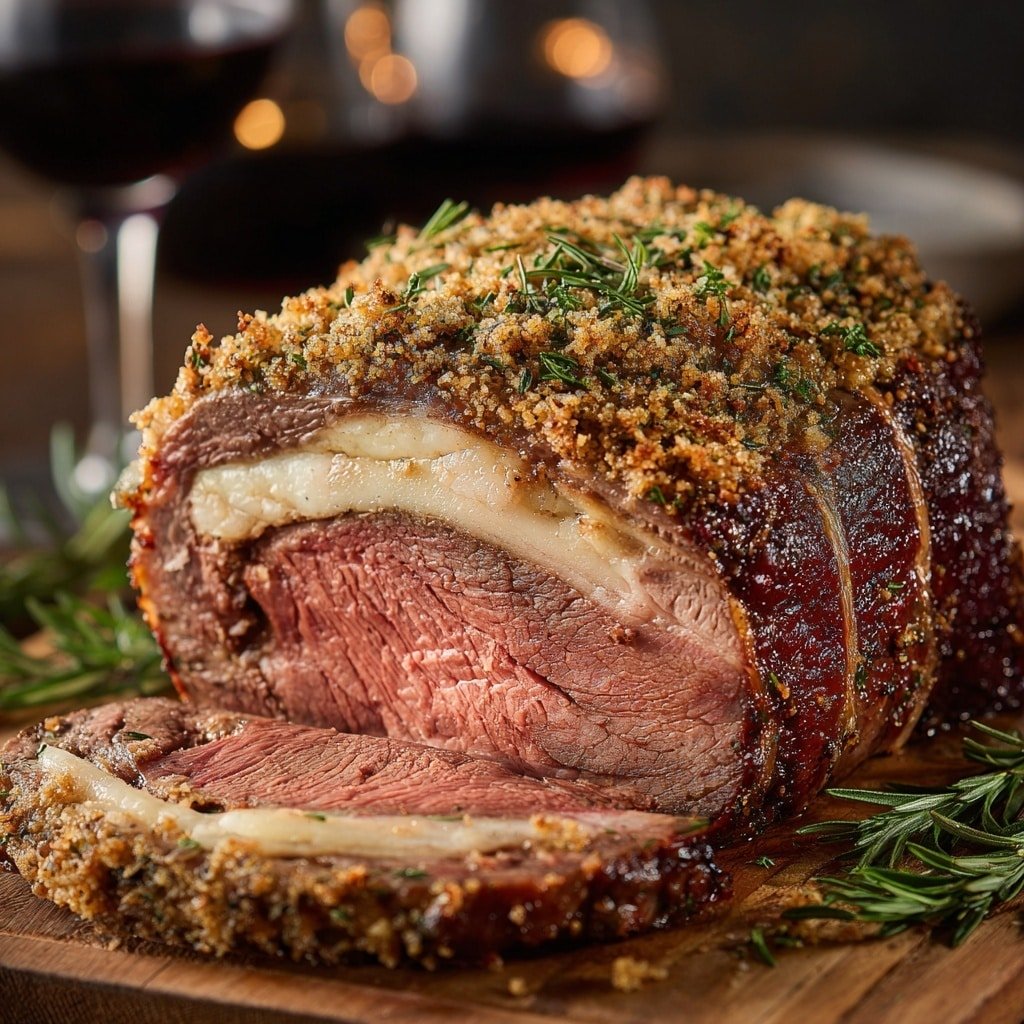 Herb Crusted Prime Rib Recipe - Article Image 1 — Herb Crusted Prime Rib, prime rib roast with herbs, herb crusted beef roast, juicy prime rib recipe, flavorful prime rib preparation