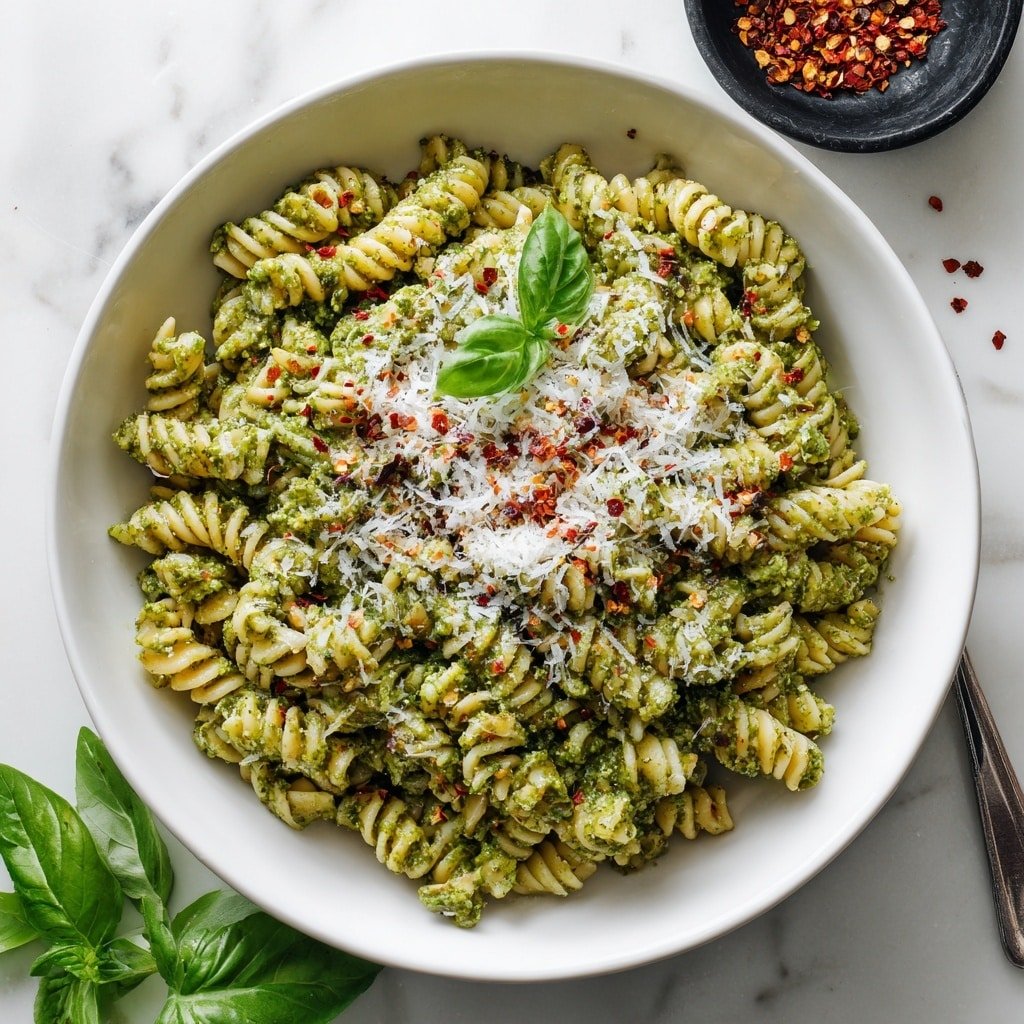 Spicy Basil Pesto Cascatelli Recipe - Article Image 1 — Spicy Basil Pesto Cascatelli, Spicy Basil Pesto pasta, Cascatelli recipes, Basil pesto with jalapeño, Easy spicy pasta dinner