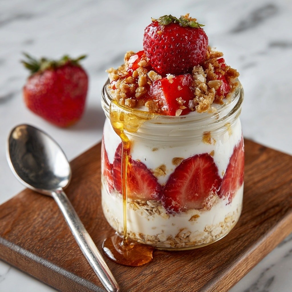 Protein Strawberry Overnight Oats Recipe - Article Image 1 — Protein Strawberry Overnight Oats, healthy overnight oats with strawberries, easy high-protein breakfast, delicious fruit breakfast ideas, quick nutritious morning meal
