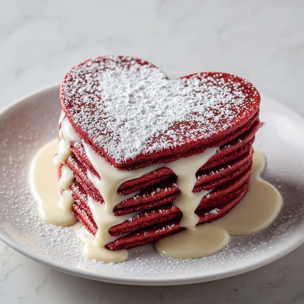 Heart-Shaped Red Velvet Pancakes Recipe - Article Image 1 — Heart-Shaped Red Velvet Pancakes, red velvet pancake recipe, romantic breakfast ideas, easy pancake recipes, festive breakfast treats