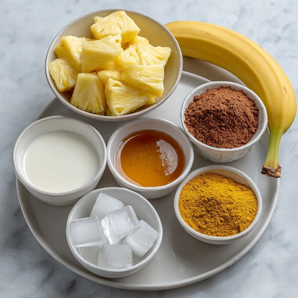 Pineapple Protein Turmeric Smoothie Recipe - Ingredients Image — Pineapple Protein Turmeric Smoothie, healthy smoothie recipes, tropical antioxidant drinks, quick breakfast smoothies, immune-boosting smoothie ideas