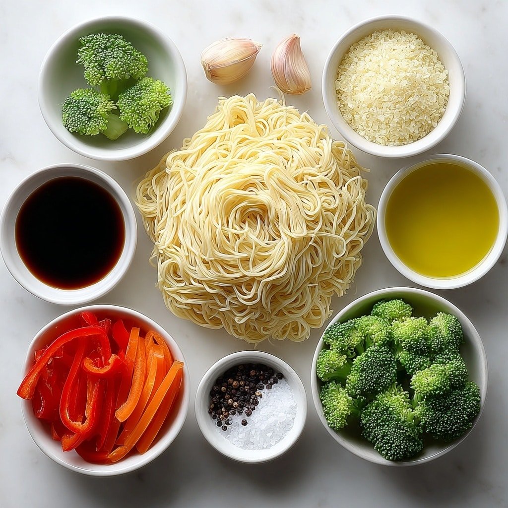 Vegetable Stir-Fry Noodles Recipe - Ingredients Image — Vegetable Stir-Fry Noodles, healthy vegetable stir-fry, quick noodle stir-fry, easy stir-fry recipes, colorful noodle dishes