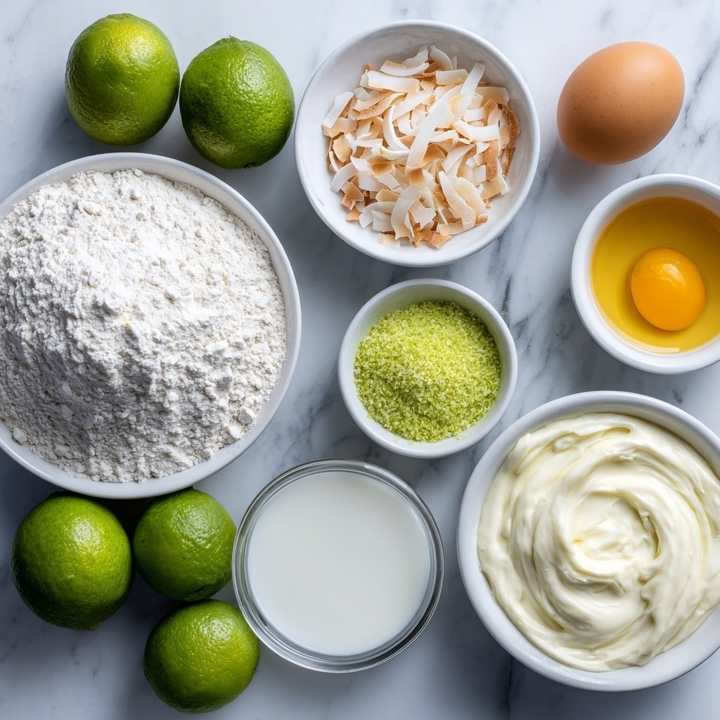 Key Lime Coconut Donuts Recipe - Ingredients Image — Key Lime Coconut Donuts, Key Lime Coconut Donuts recipe, baked lime coconut donuts, easy key lime donuts, tropical donut recipe