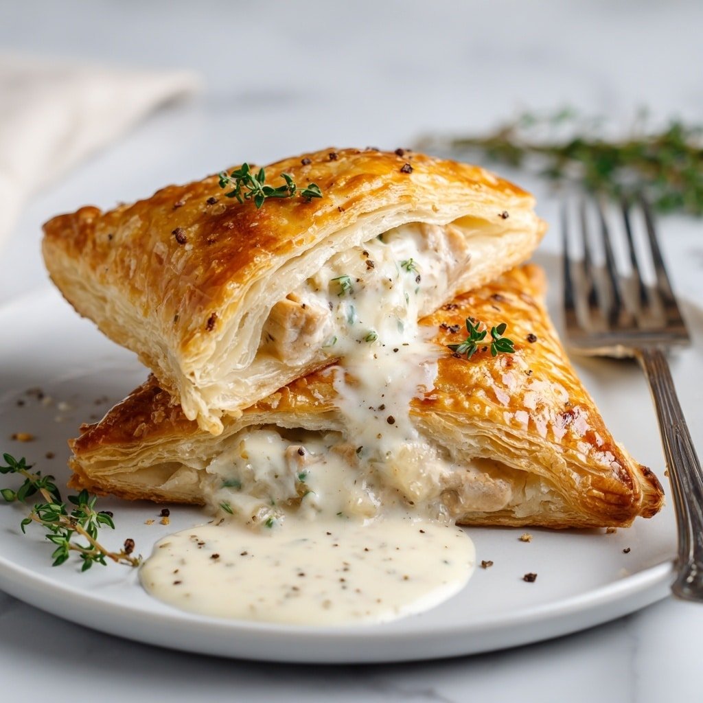 Chicken Wellington with Dijon Cream Sauce Recipe - Article Image 1 — Chicken Wellington with Dijon Cream Sauce, Chicken Wellington recipe, elegant chicken dinner ideas, gourmet puff pastry chicken, special occasion chicken dish