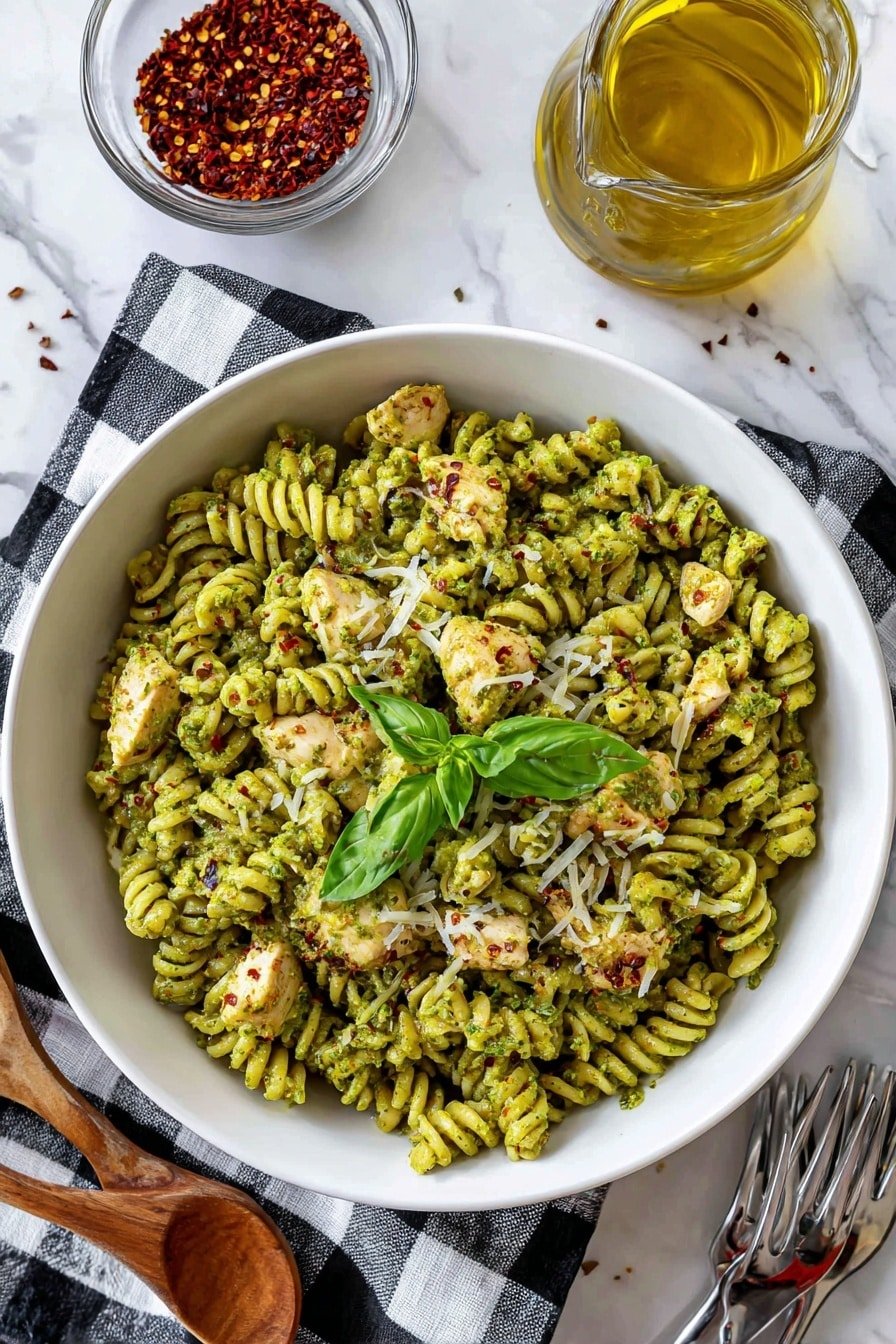 Creamy Pesto Chicken Fusilli Recipe - Article Image 2 — Creamy Pesto Chicken Fusilli, creamy pesto chicken pasta, quick chicken fusilli recipe, homemade pesto pasta, easy pasta dinner