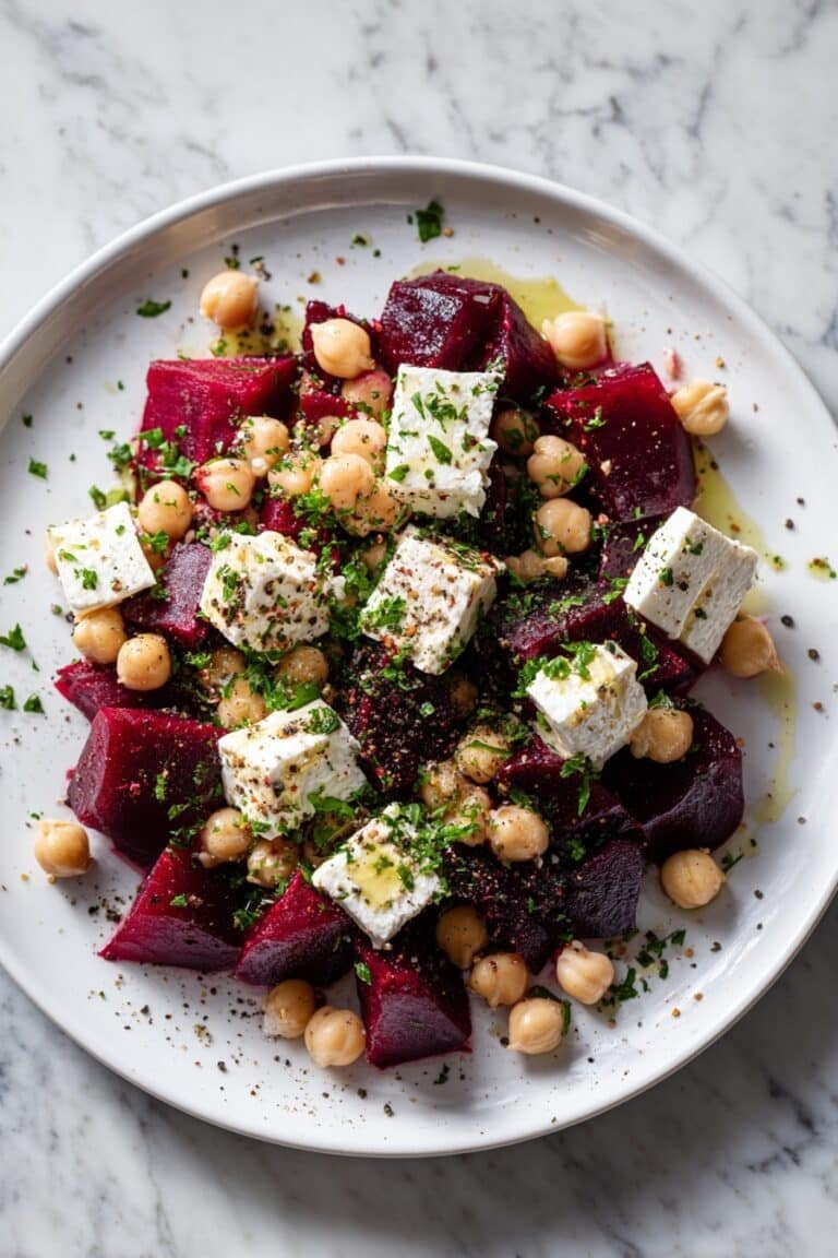 Chickpea Beet Feta Salad with Lemon Vinaigrette Recipe