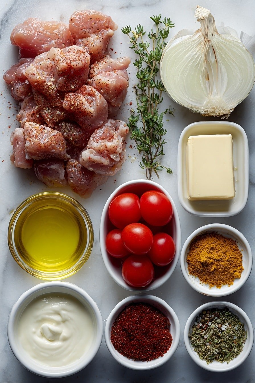 Spicy Butter Chicken Recipe - Ingredients Image — Spicy Butter Chicken, spicy butter chicken recipe, creamy butter chicken, Indian-inspired spicy chicken, flavorful butter chicken dish