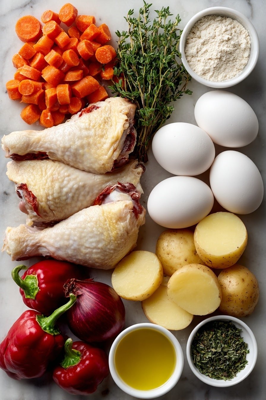 Jamaican Chicken Soup with Dumplings Recipe - Ingredients Image — Jamaican Chicken Soup with Dumplings, Jamaican Chicken Soup, Jamaican Soup Recipes, Comforting Jamaican Soups, Spicy Jamaican Chicken Soup