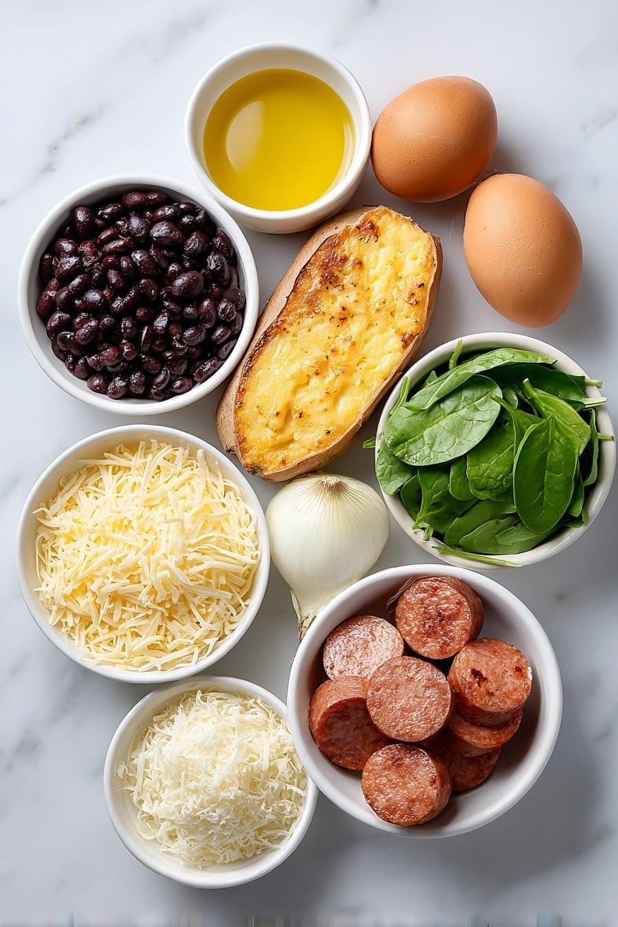 Sweet Potato Breakfast Burritos Recipe - Ingredients Image — Sweet Potato Breakfast Burritos, Breakfast Burritos with Sweet Potatoes, Healthy Breakfast Burritos, Easy Breakfast Burrito Recipes, Weekend Breakfast Ideas