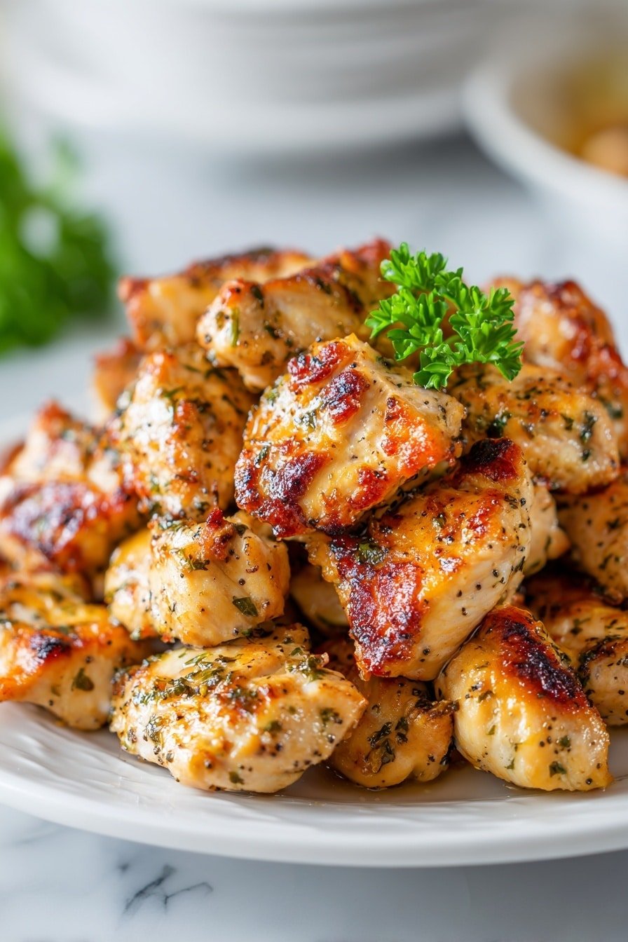 Garlic Butter Chicken Bites Recipe - Article Image 1 — Garlic Butter Chicken Bites, chicken bites with garlic butter, easy chicken dinner ideas, comfort food recipes, quick chicken recipes