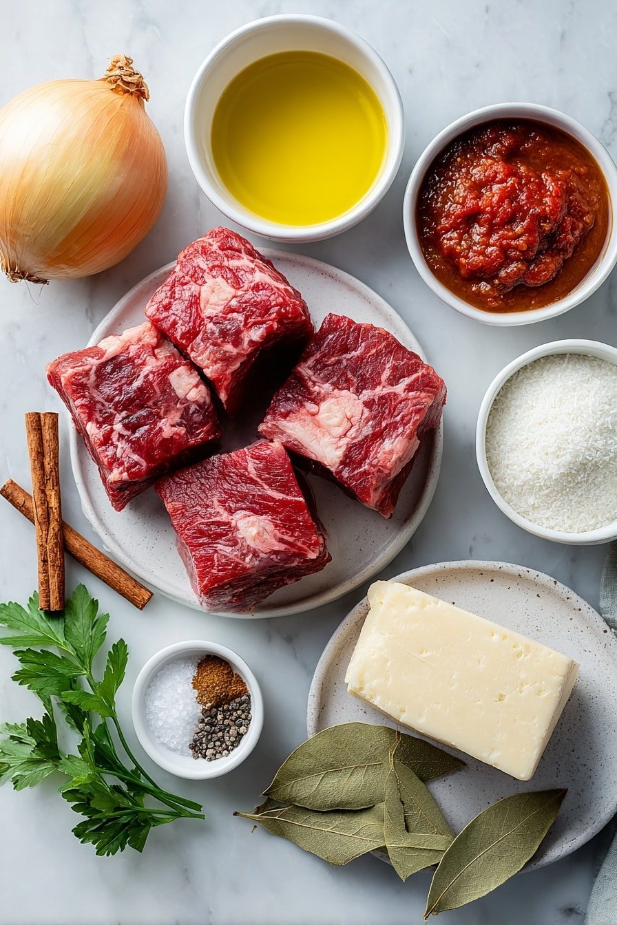 Greek Beef Orzo Stew Recipe - Ingredients Image — Greek Beef Orzo Stew, Greek Beef Stew with Orzo, Mediterranean Beef and Orzo, Hearty Greek Beef Stew, Easy Greek Beef Pot Pie