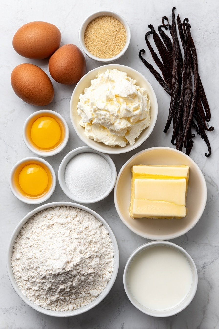 Crème Brûlée Donuts Recipe - Ingredients Image — Crème Brûlée Donuts, crème brûlée donut recipe, caramelized sugar donuts, custard-filled donuts, elegant breakfast treats